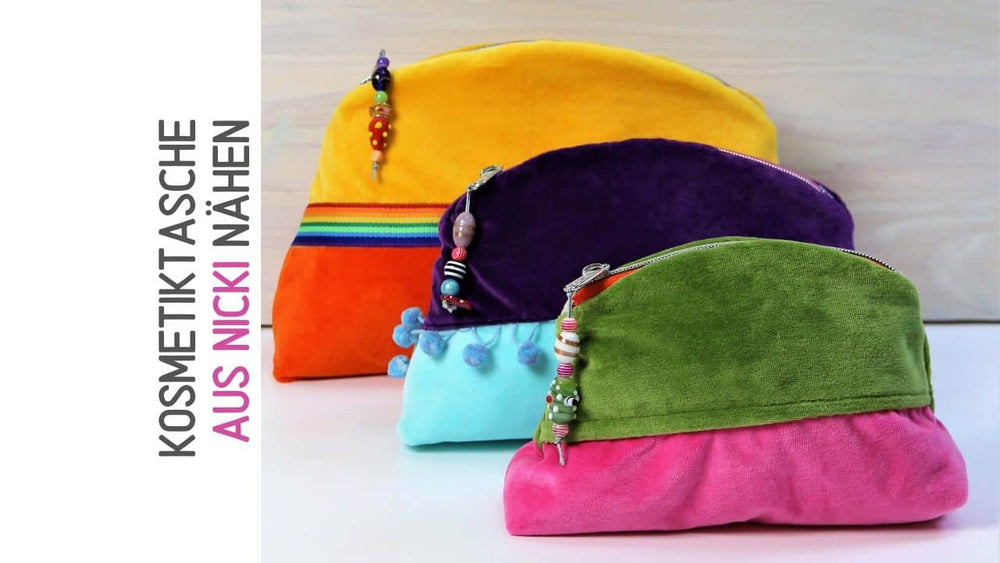 Kosmetiktasche aus Nicki-Stoff nähen (z.B. mit Resten) – einfache Anleitung