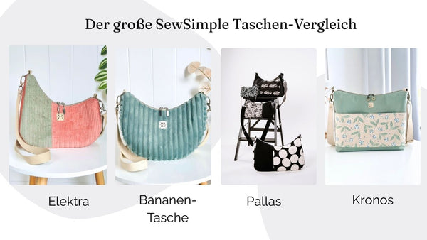 Taschenschnittmuster im Vergleich: Elektra, Bananentasche, Kronos & Pallas