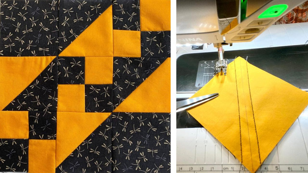 Jakobsleiter-Patchwork aus Quadraten und Dreiecken nähen
