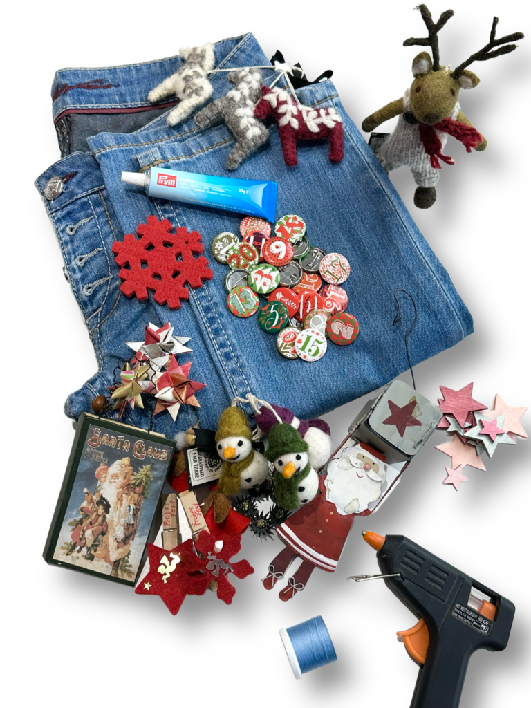 Aufsatztaschen aus alter Jeans zuschneiden