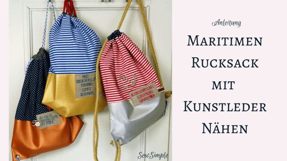 Maritimen Rucksack mit Kunstleder nähen
