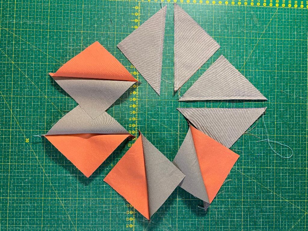 Patchwork aus Dreiecken nähen: 8 Quadrate