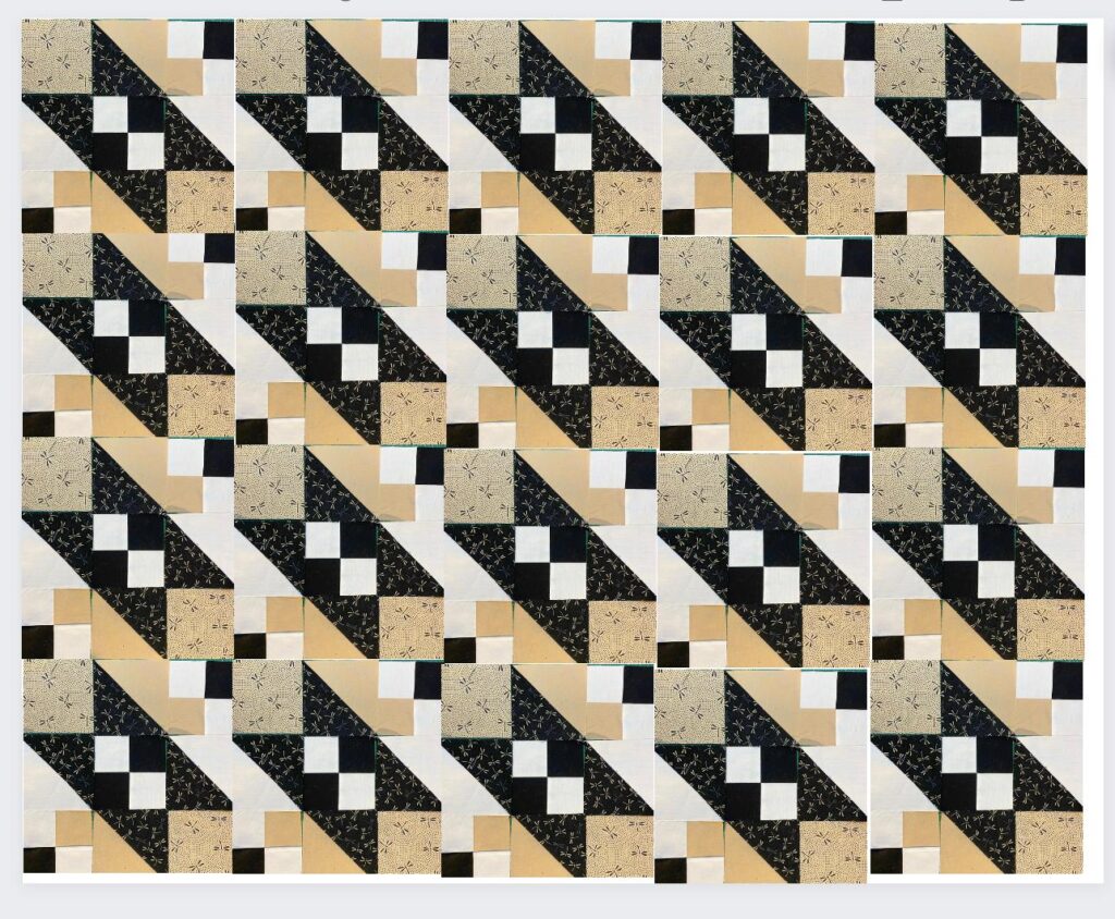 Jakobsleiter-Patchwork aus Quadraten und Dreiecken nähen- Variation 19