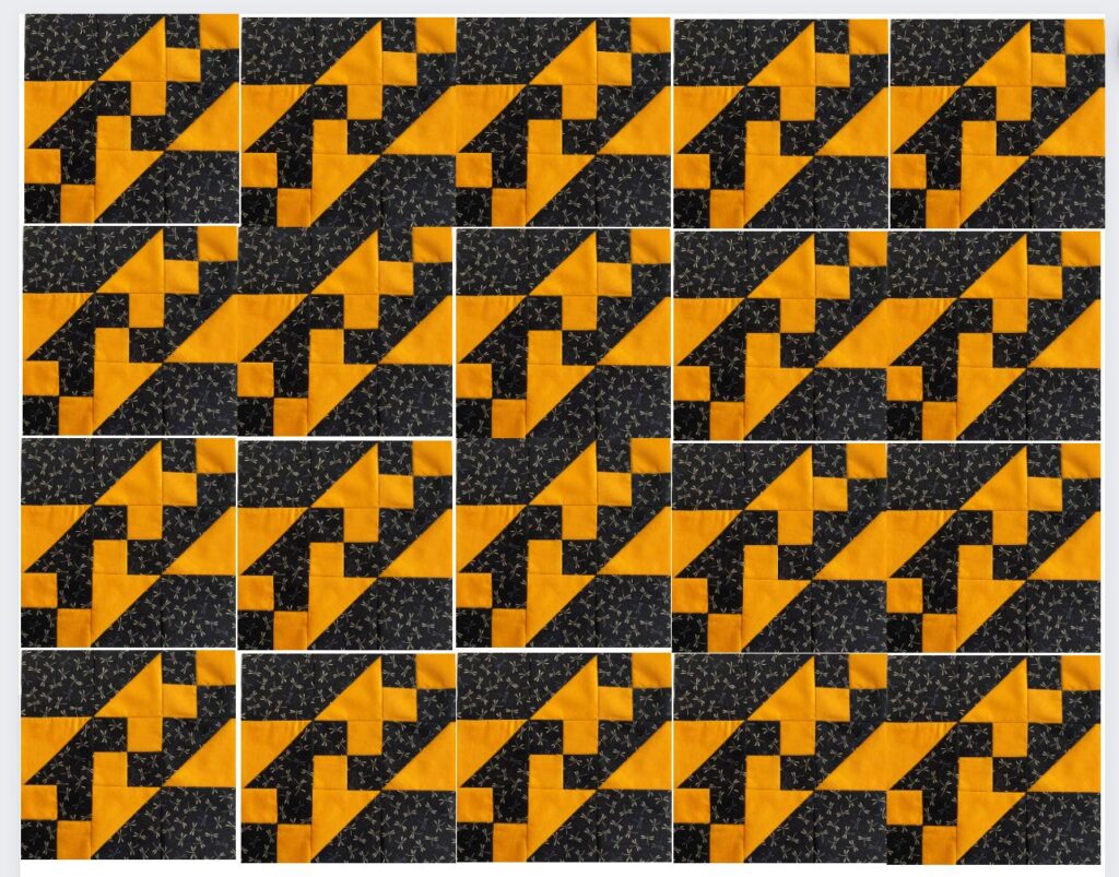 Jakobsleiter-Patchwork aus Quadraten und Dreiecken nähen- Variation 16
