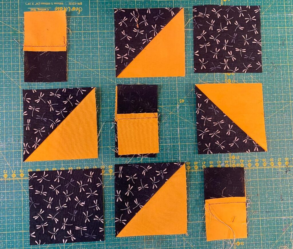 Jakobsleiter-Patchwork aus Quadraten und Dreiecken nähen