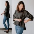 Blusenshirt nähen, Blusenshirt Schnittmuster, Blusenshirt JONTE, Bluse mit Tunnelzug Schnittmuster, Bluse mit Volant und Schößchen nähen